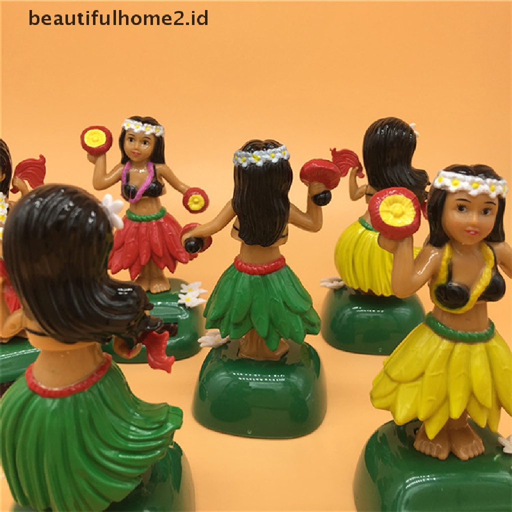 [beautifulhome2.id] Car Decor Dancing Doll Solar Power Toy Hawaiian Hula Girl Shaking Head Ornament ID