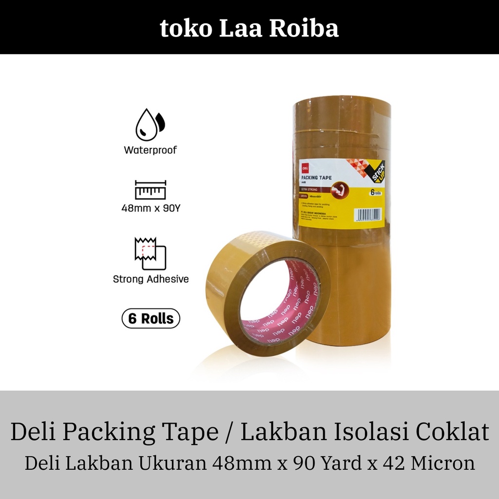 

Deli Packing Tape / Lakban Isolasi Coklat 48mm x 90 Yard x 42 Micron