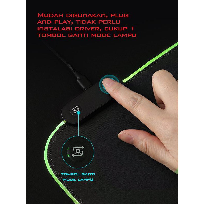 Gamen Mousepad RGB Lighting GP-Halo Anti Slip Rubber Base Black