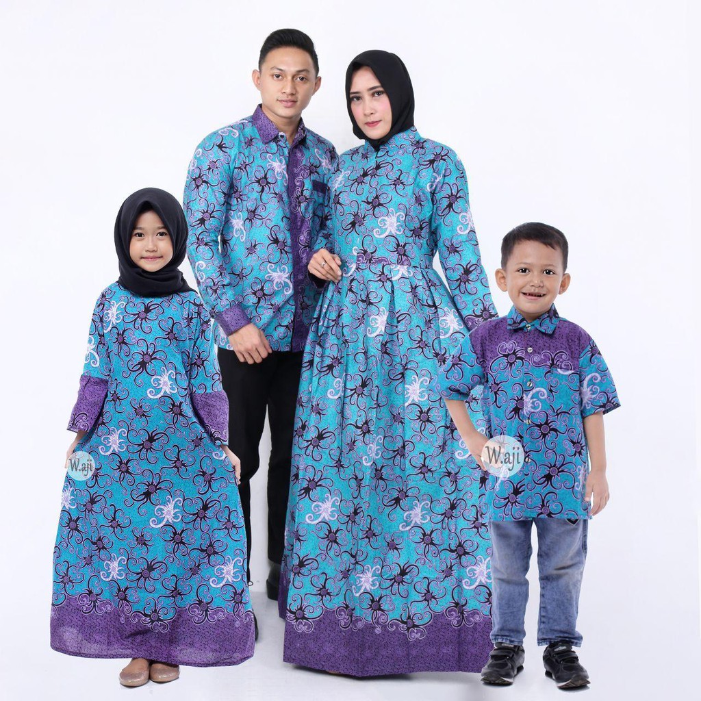 Batik Couple Keluarga Sarimbit Motif Kenongo Biru