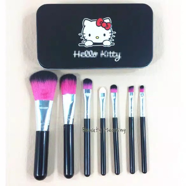 ✿ELYSABETHME✿ a͓̽k͓̽s͓̽e͓̽s͓̽o͓̽r͓̽i͓̽s͓̽ Hello kitty set kuas kaleng 7in1 imut import untuk aplikasi blush on bedak eyebrow eyeshadow bahan berkualitas lembut