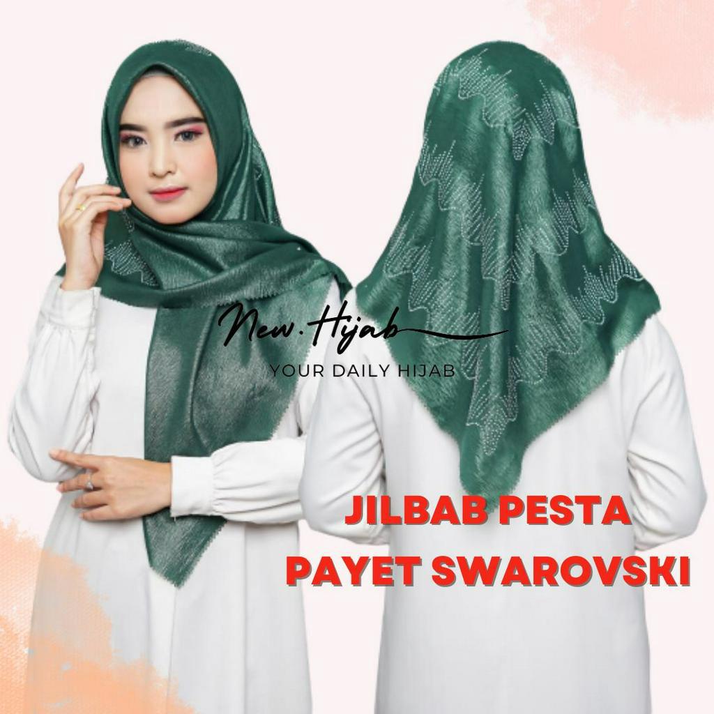 JILBAB PESTA PAYET SWAROVSKI / JILBAB SEGI EMPAT PAYET MEWAH / KERUDUNG PESTA PAYET AZARA / HIJAB SEGIEMPAT PAYET SWAROVSKI