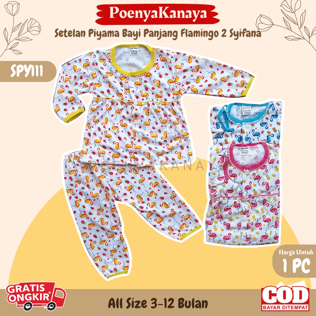 Setelan Baju Bayi Piyama Bayi Panjang Perempuan FLAMINGGO 2 SYIFANA 3-12 bln SPY111