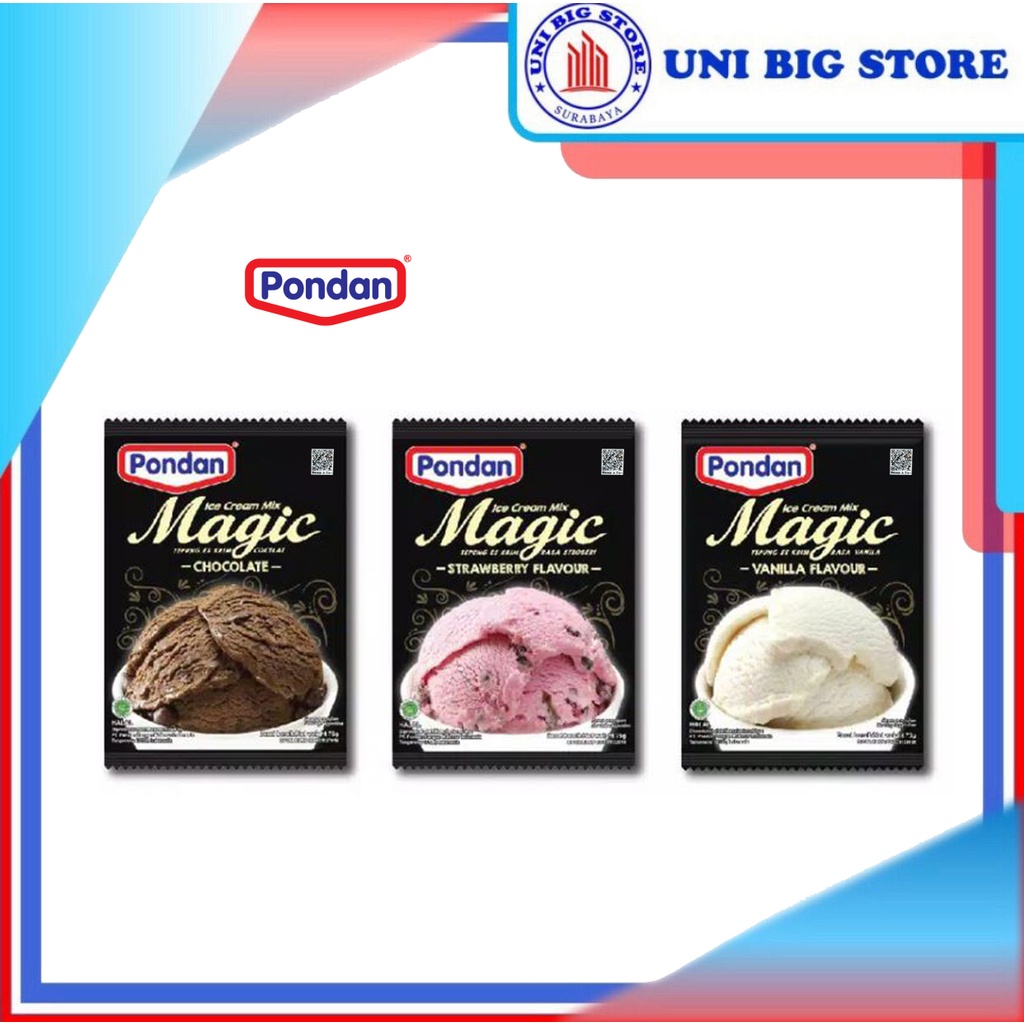 

Pondan Magic Ice Cream Vanilla - Chocolate - Strawberry 75 gr