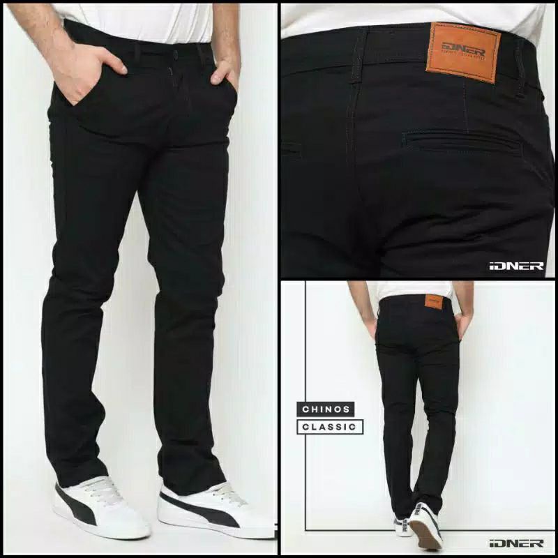 CELANA CHINO Panjang pria Slimfit KERJAHARIAN Santai Casual Formal Hitam Abu Cream Mocca Size 27-38