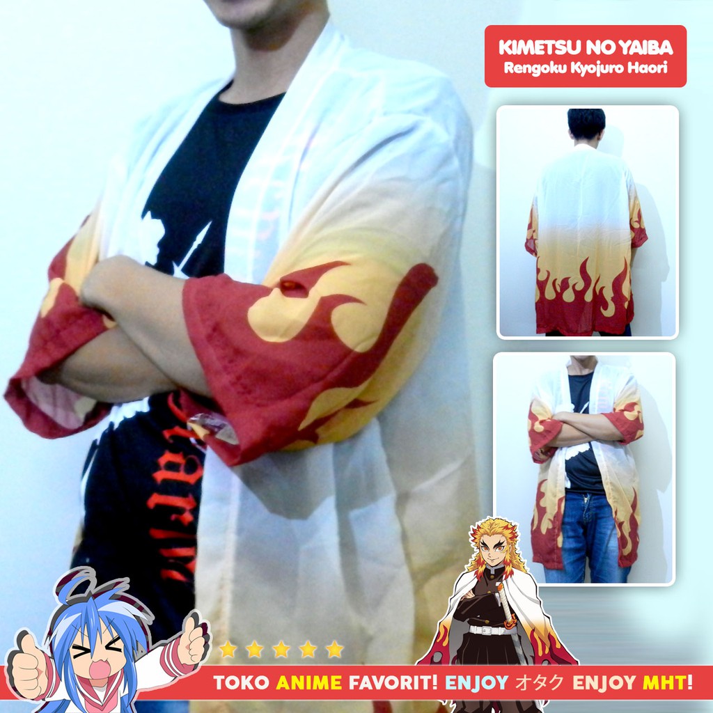 Haori Anime - Loose Kimono Kimetsu no Yaiba - Kyojuro Rengoku Style