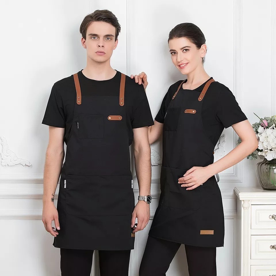 Apron Barista Custom Bartender Celemek Masak Barbershop Waiter Pria Wanita Unisex