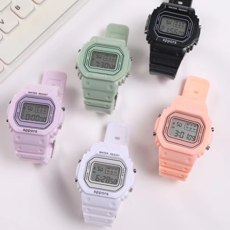 ✅COD JAM TANGAN RUBBER DIGITAL SEGI IMPOR GROSIR MURAH KARET SPORT LED PRIA WANITA COUPLE-ungu