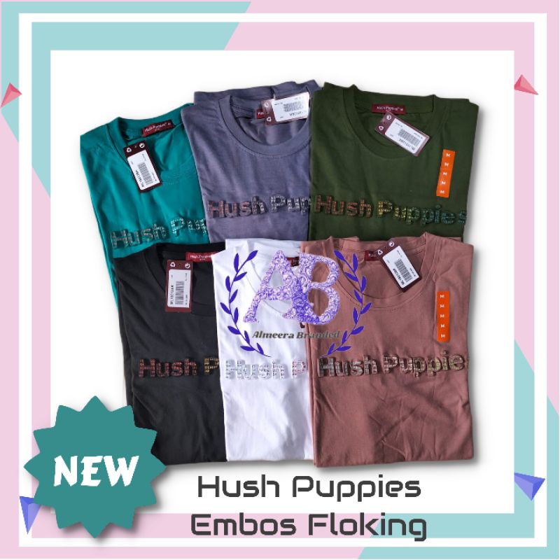 BISA COD/ kaos HUSH PUPPIES embos floking/ Kaos pria