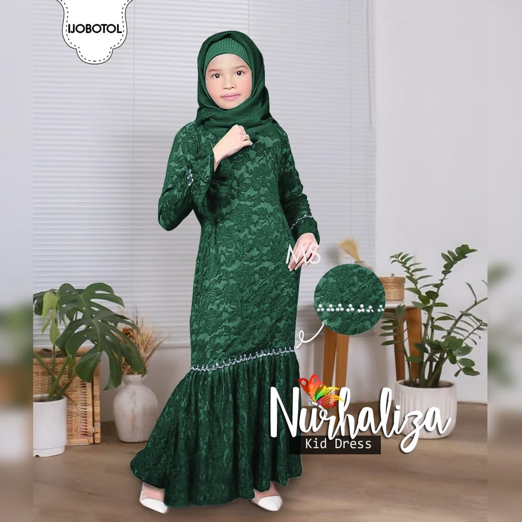 MAXY NURHALIZA DUYUNG MUTIARA, BRUKAT, GAMIS HIJAB MUSLIM, MAXY DRESS, 4 UKURAN, ADA KID ANAK