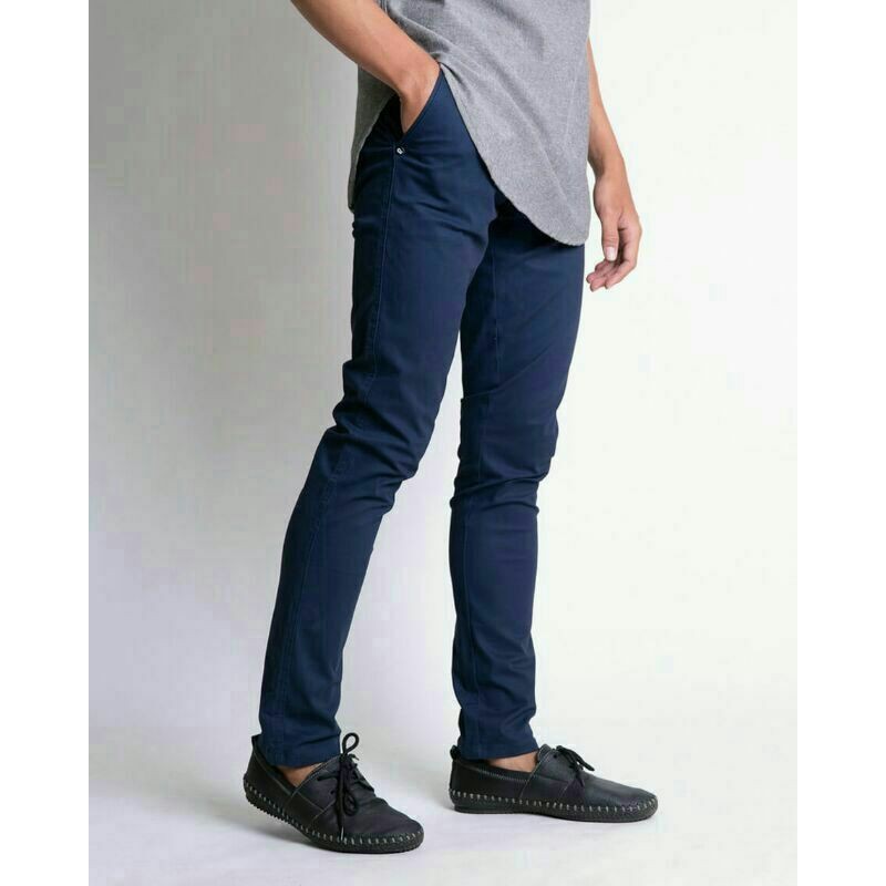 CELANA Pria SLIMFIT Panjang chino KERJA HARIAN HITAM MOCCA ABU GREY KREAM CREAM Sz 27 - 38