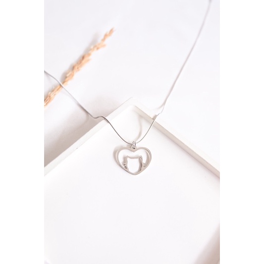 CHIWY.ID | CATTY NECKLACE | KALUNG STAINLESS | KALUNG SILVER ANTI KARAT KALUNG KUCING SILVER PUTIH P