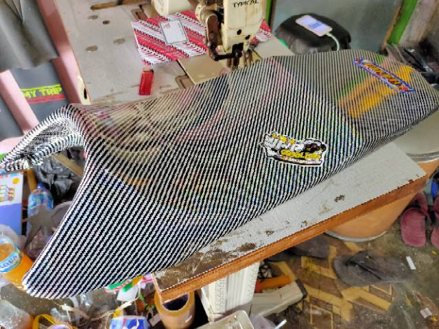Jok slim Vixion Old bahan atom Karbon - Jok slim Vixion old custom - Jok slim Vixion old tinggal pas