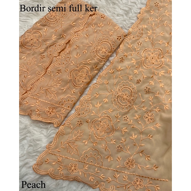 sutra creft bordir / kebaya bordir bali / Bahan kebaya bordir / kebaya bordir-Fk peach