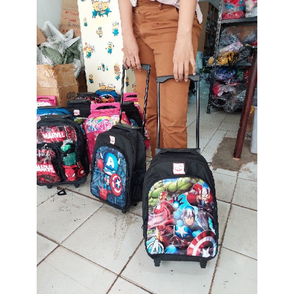 (BISA COD) NSTORE15-Tas KARAKTER Koper Ransel Anak Sekolah SD Trolley Dorong Troli / Tas troli anak laki laki / tas troli anak perempuan / tas troli