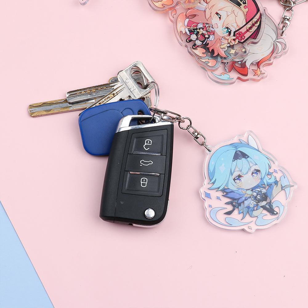 Lily Genshin Impact Keychain Kartun Lucu Liontin Aksesoris Fashion Perhiasan Jepang Anime Gantungan Kunci Mobil