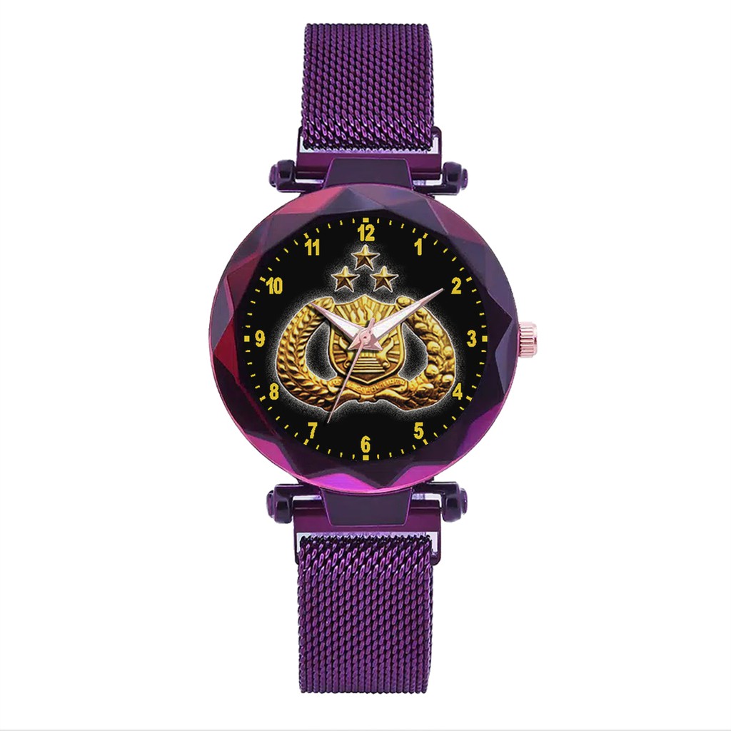 Jam Tangan Wanita Custom - POLRI MOTIF 2 Free Box &amp; Batre Cadangan