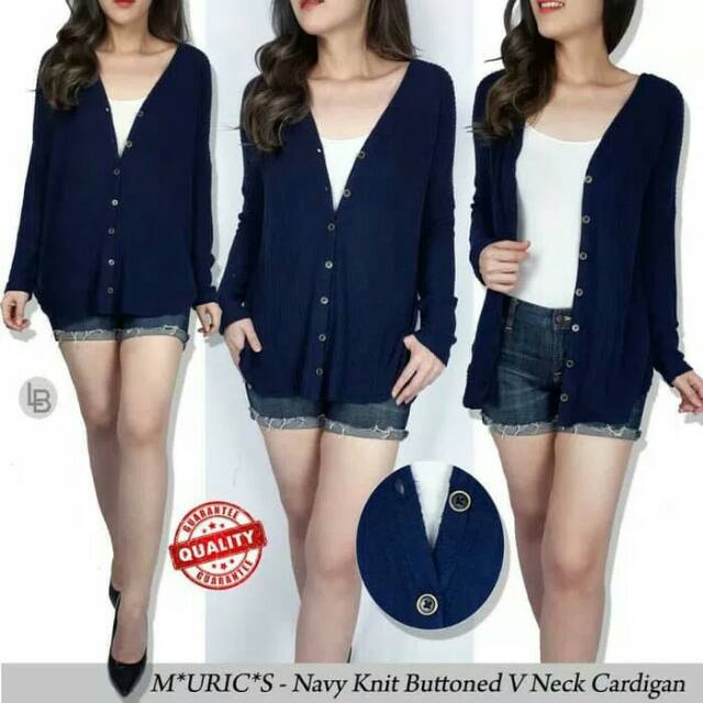 Cardigan navy knit vneck maurices