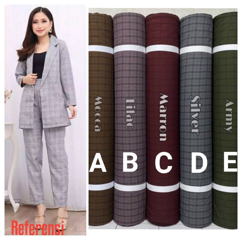 Kain Linen Milova motif Kotak harga per setengah meter