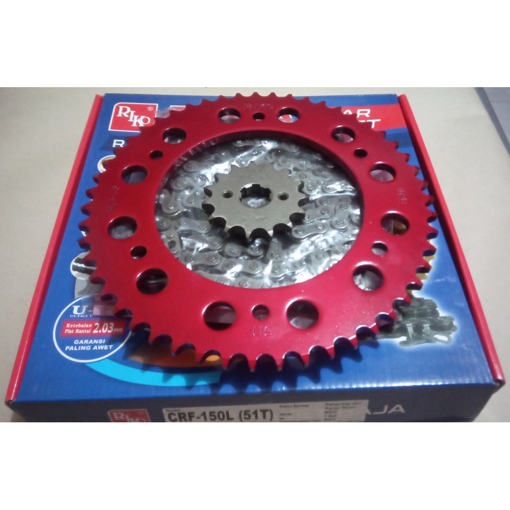 Riko Gear Paket Set Baja Honda CRF 150 Gear Depan Gear Belakang Rantai 428H Shopee Indonesia