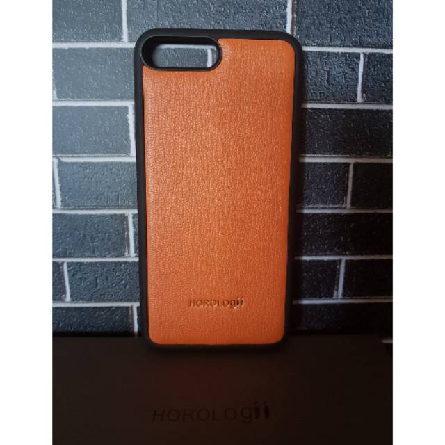 Horologii premium germany cow leather casing for iphone 8 plus orange