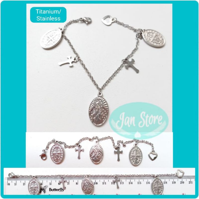 Gelang tangan rosario anti karat stainless