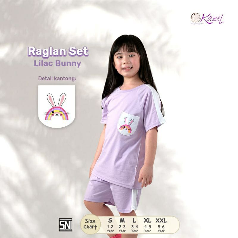 Kazel Setelan Pendek Raglan Set - Motif Random Per 2Pcs