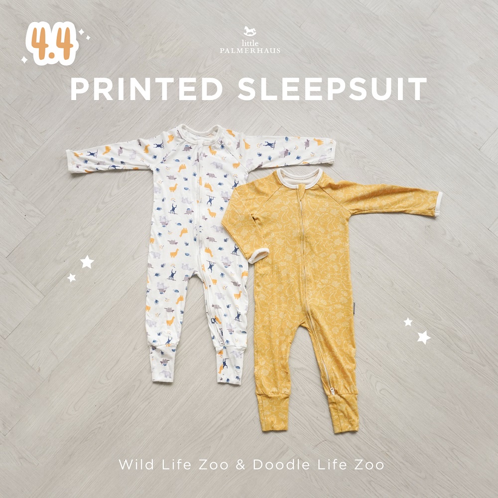 Little Palmerhaus Printed Sleepsuit Jumper Bayi 0-6 Bulan