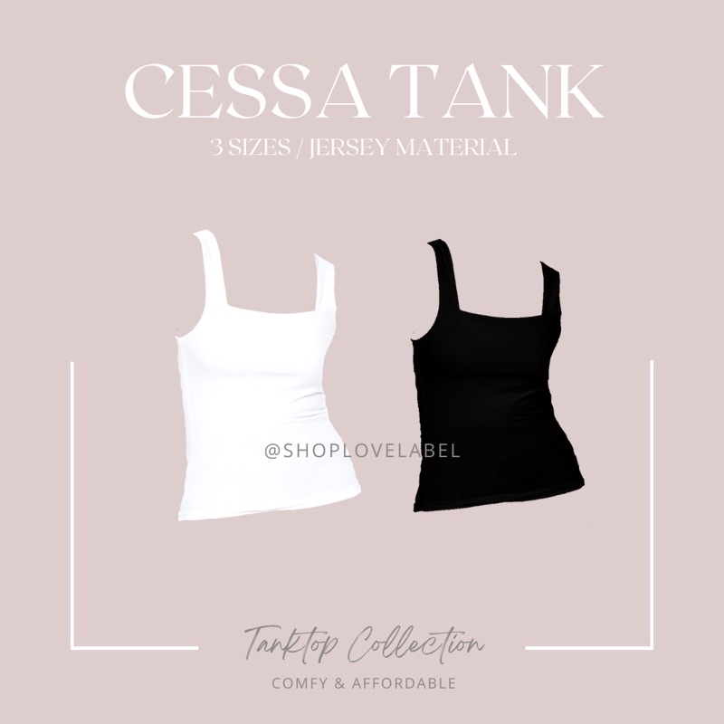 Cessa Tanktop Square Kotak Wanita Jersey Tebal Atasan Kamisol-1