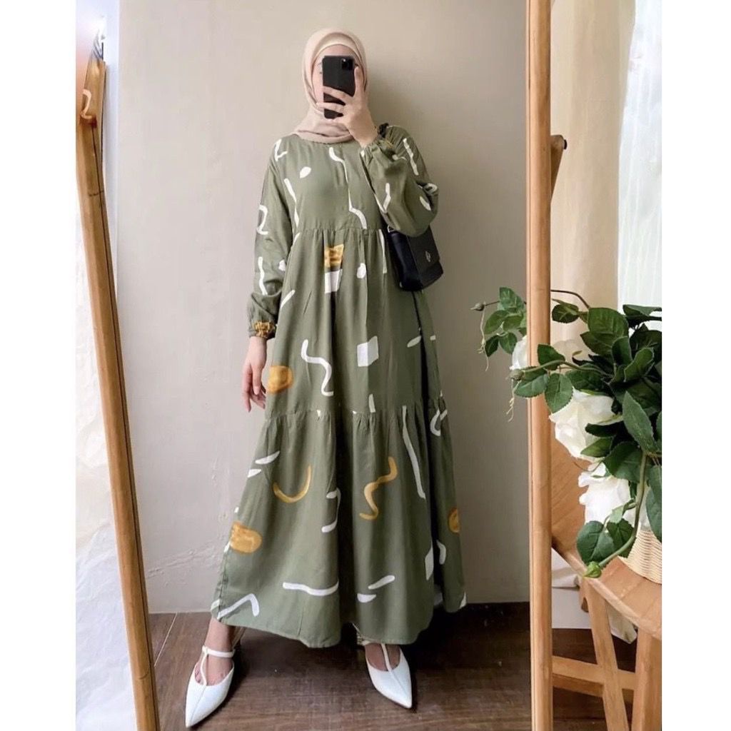 Hava Midi Dress Korean Style / Midi Dress Busui / Midi Drees / Fashion Muslim Wanita / Midi Dres