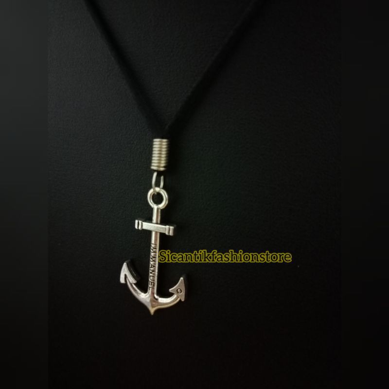 PROMO kalung tali bandul jangkar Fashion pria terlaris anti karat liotin jangkar liotin silver