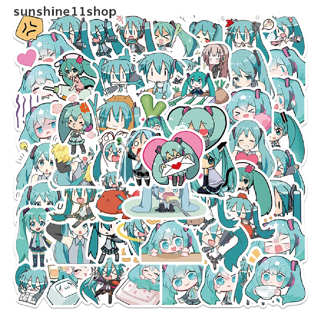 Sho 65Pcs Stiker Graffiti Kartun Hatsune Miku Untuk Gitar / Koper / Laptop