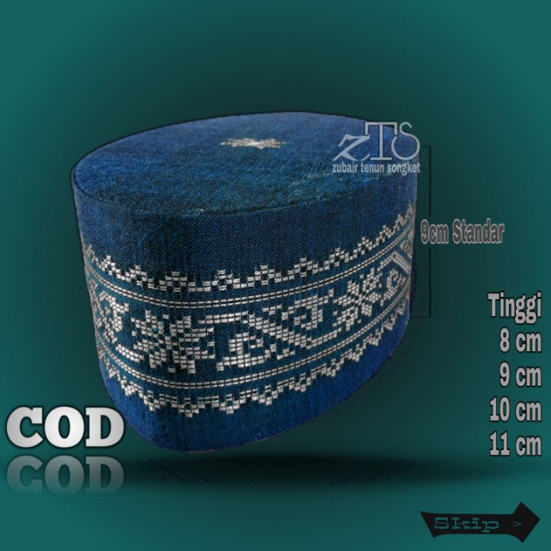 PECI BIRU MOTIF SILVER KOPIA SONGKET MEREK OKA MODEL Anak Kopiah Dewasa Songkok KEREN Kopyah SANTRI