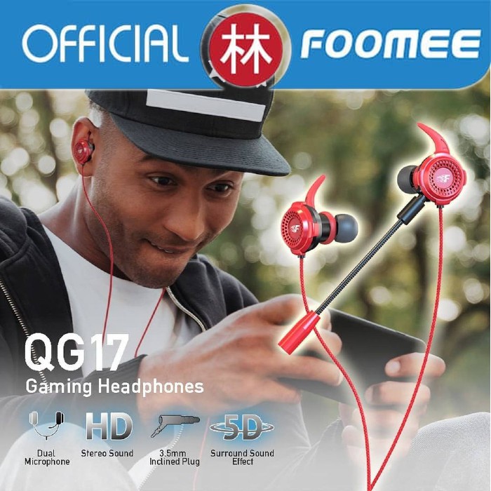 Foomee QG17 Earphone 5D Surround Sound Effect Gaming Headphone