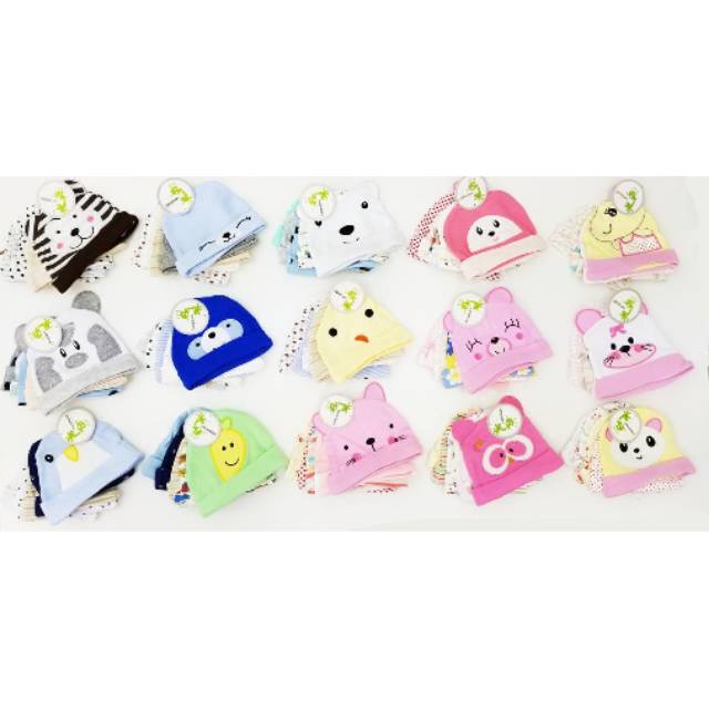 [5pcs] Topi Bayi Kupluk Import 5in1 Bizybee  MOTIF KARAKTER RANDOM!