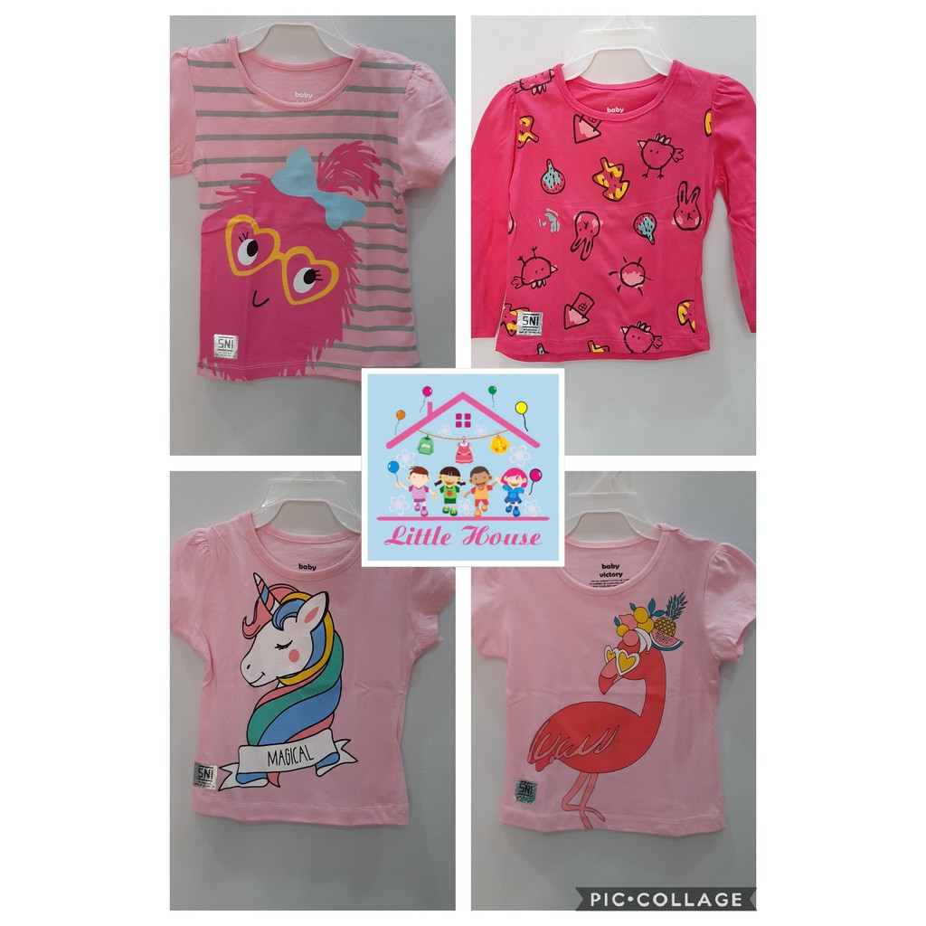ECER KAOS ANAK CEWEK MURAH NYAMAN READY STOCK BABY VICTORY BANYAK MOTIF SIZE BOLEH PILIH MOTIF SIZE