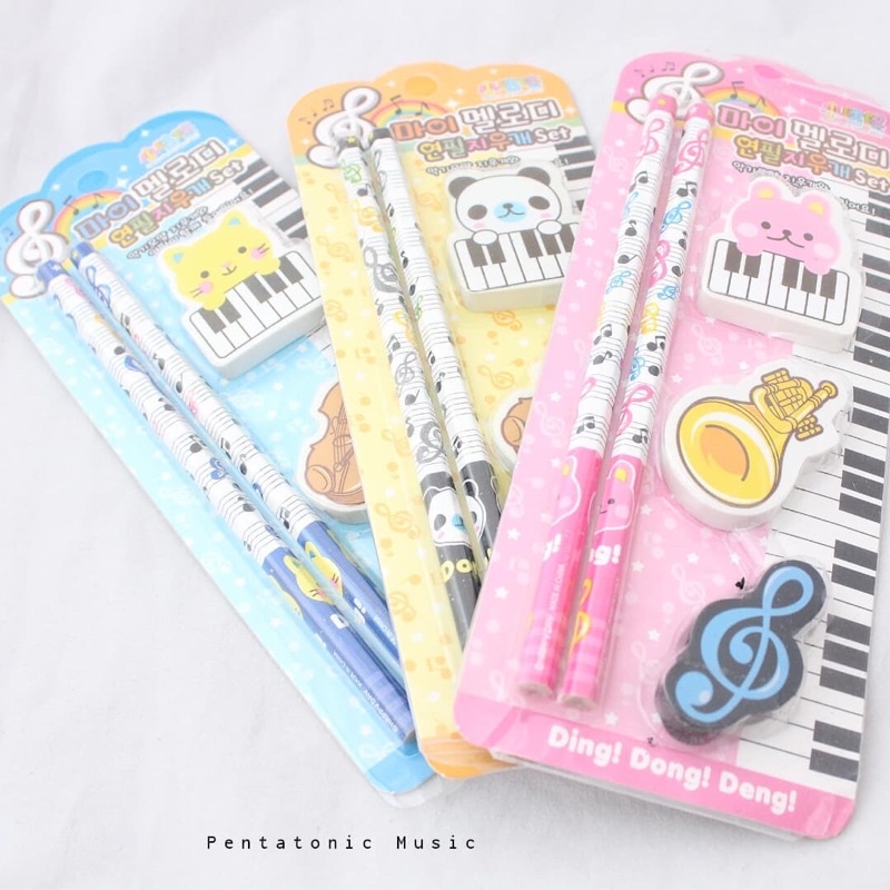 

Set Alat Tulis Lucu motif Musik Animal Music Stationery Set Pensil Penghapus Piano