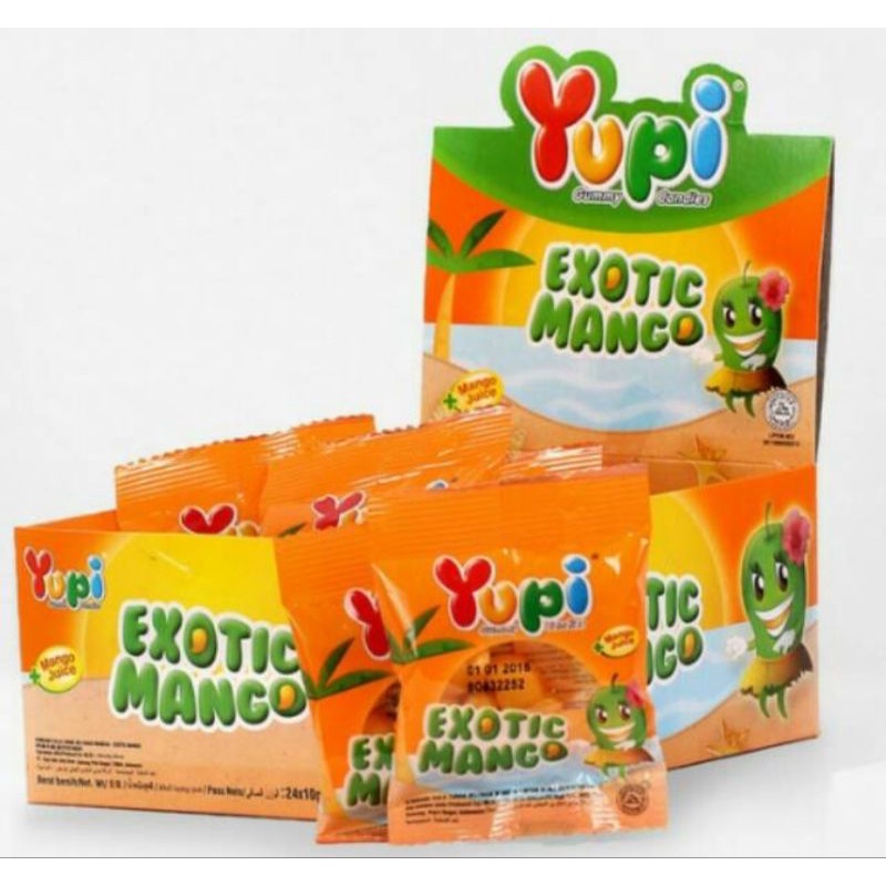 

YUPI EXOTIC MANGO PERMEN LUNAK RASA BUAH BOX ISI 24 PCS by flowsnack