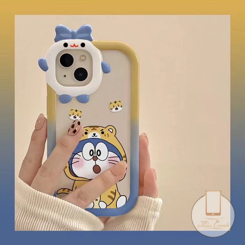 Casing Doraemon Lucu Gradasi VIVO Y15A Y15s Y35 Y22 Y12 Y20 Y21 Y16 Y12i Y21s Y55 Y75 V25E V23E Y33T Y20s G Y11 Y11s Y15 Y33s Y21A Y91C Y51 Y30 Lensa Monster Busur Simpul Soft Case