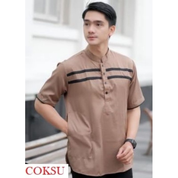 Baju Koko Dewasa Model Terbaru 2022 - Bahan Katun Toyobo - Baju Koko Terbaru - Baju Koko Dewasa - Koko Lengan Pendek - Baju Muslim - Ukuran M L XL - Bayar COD