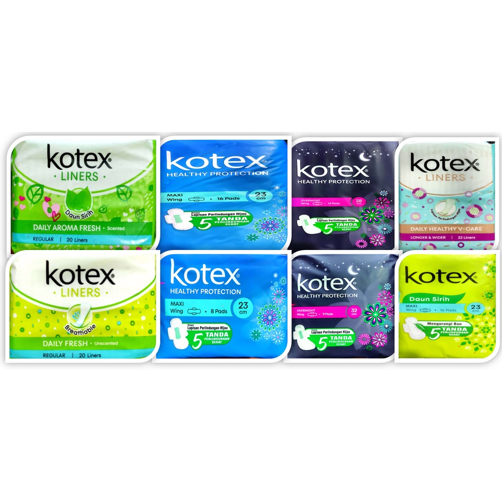 Kotex Pembalut All Varian  Daily Healthy V-Care, Overnight, Maxi Slim, Daily Fresh, Liners Aloe Vera