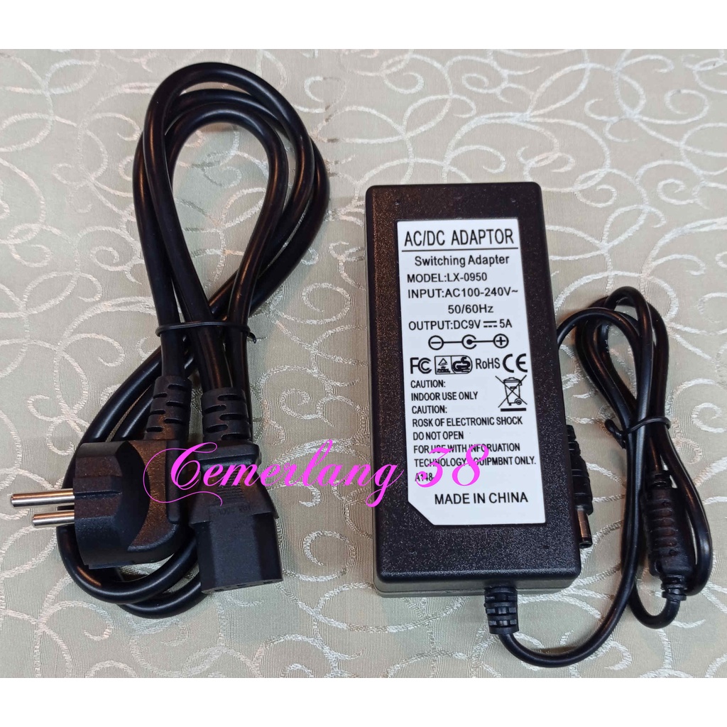 adaptor 5a 9v jack standar + Kabel Power Switching Adapter 9 V 5 A