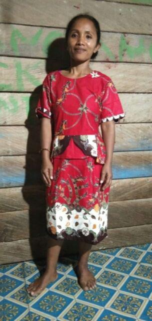 Qnunbatik Batik Family/keluarga Dress Wanita Naura Putih