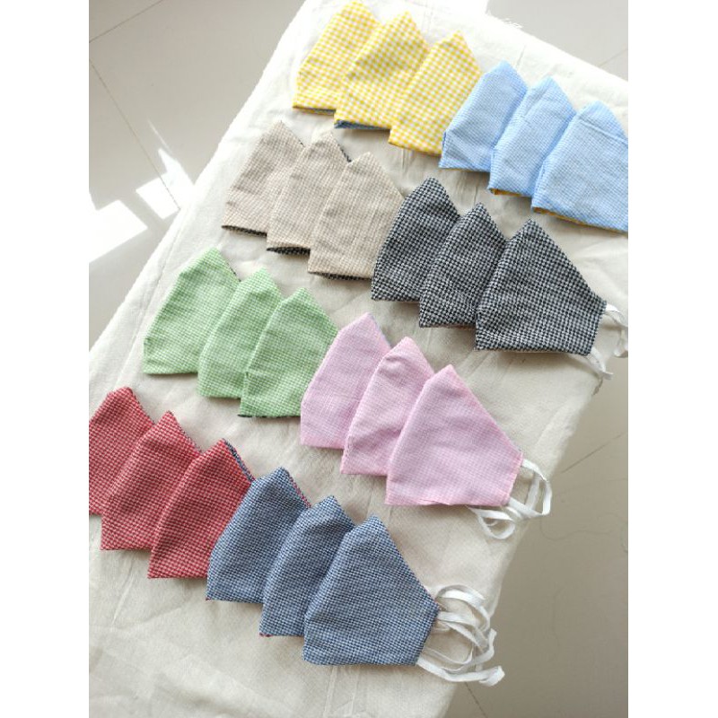 MASKER KAIN KATUN KOTAK / MASKER KAIN KOREA / masker kain katun jepang / MASKER GINGHAM KOREA