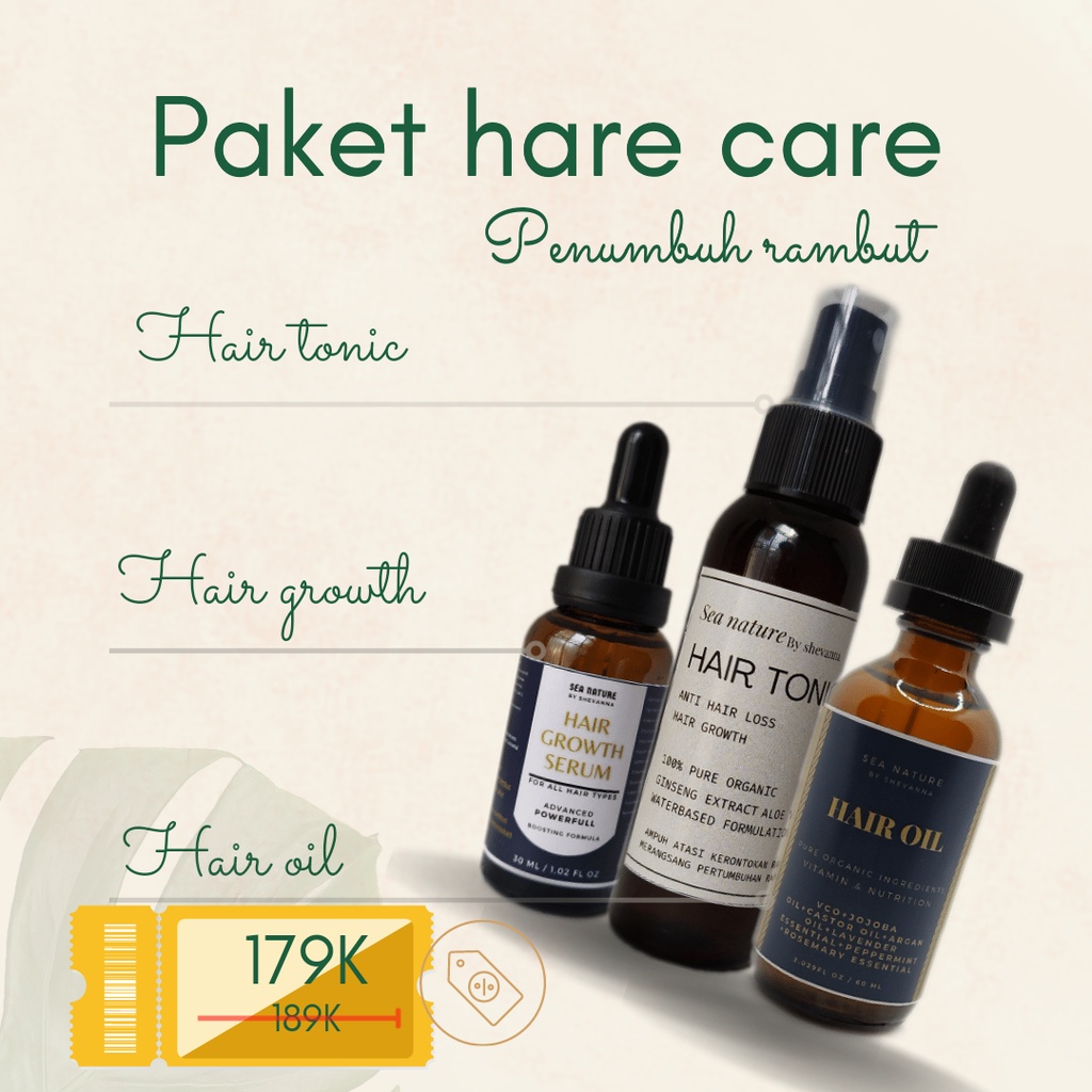 Hair Tonic | Hair Growth Serum | Hair Oil | Paket Komplit Penumbuh Rambut | Treatment Rambut Sea Nature