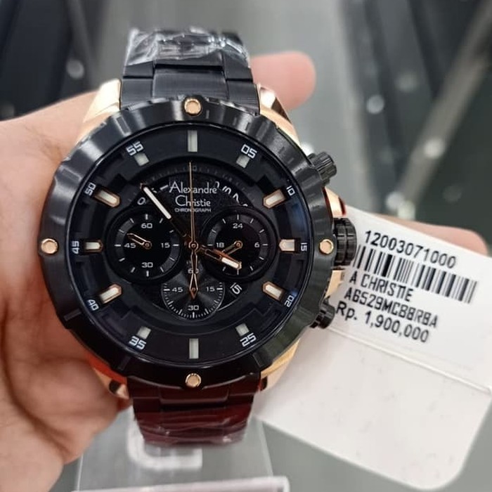 JAM TANGAN PRIA ALEXANDRE CHRISTIE AC 6529 AC6529 BLACK ROSEGOLD ORIGINAL