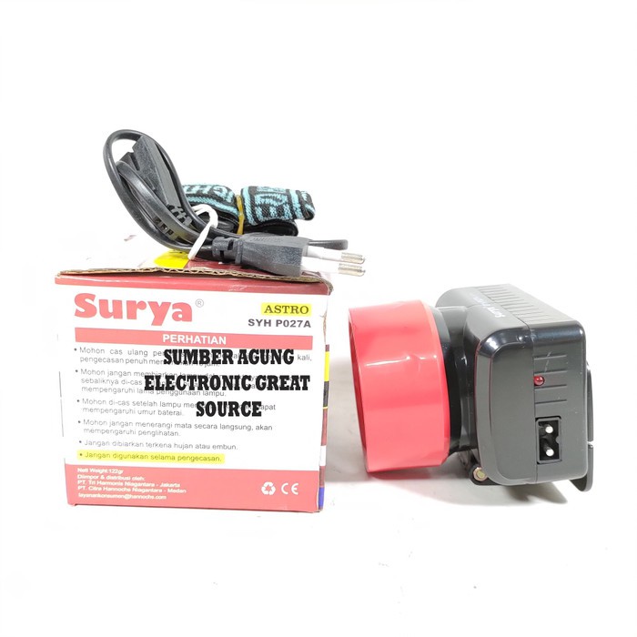 Senter Kepala Surya Astro SYHP02A PO27A SYH 2W Cas Charge Baterai 2Fun