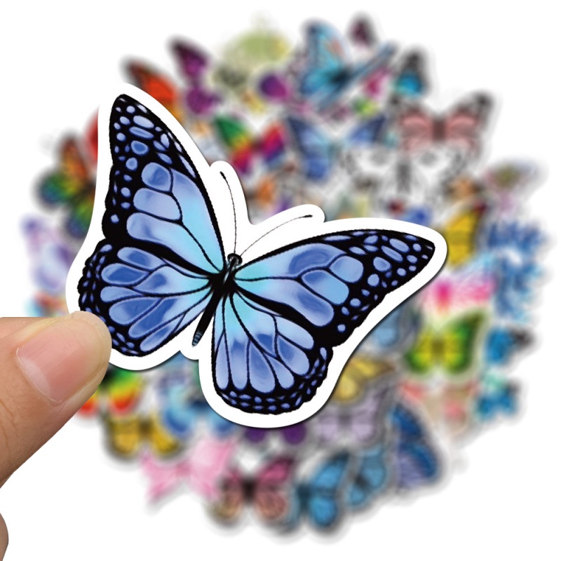 50 Pcs / set Stiker Graffiti Butterfly Warna-Warni Tahan Air Untuk Dekorasi Koper Notebook