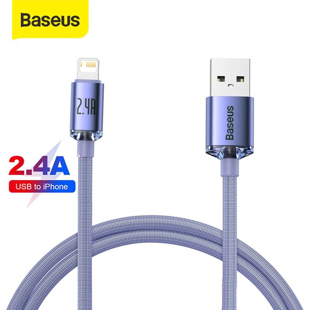 Baseus Crystal Shine Kabel Data iPhone Cable USB to Lightning Fast Charging 2.4A