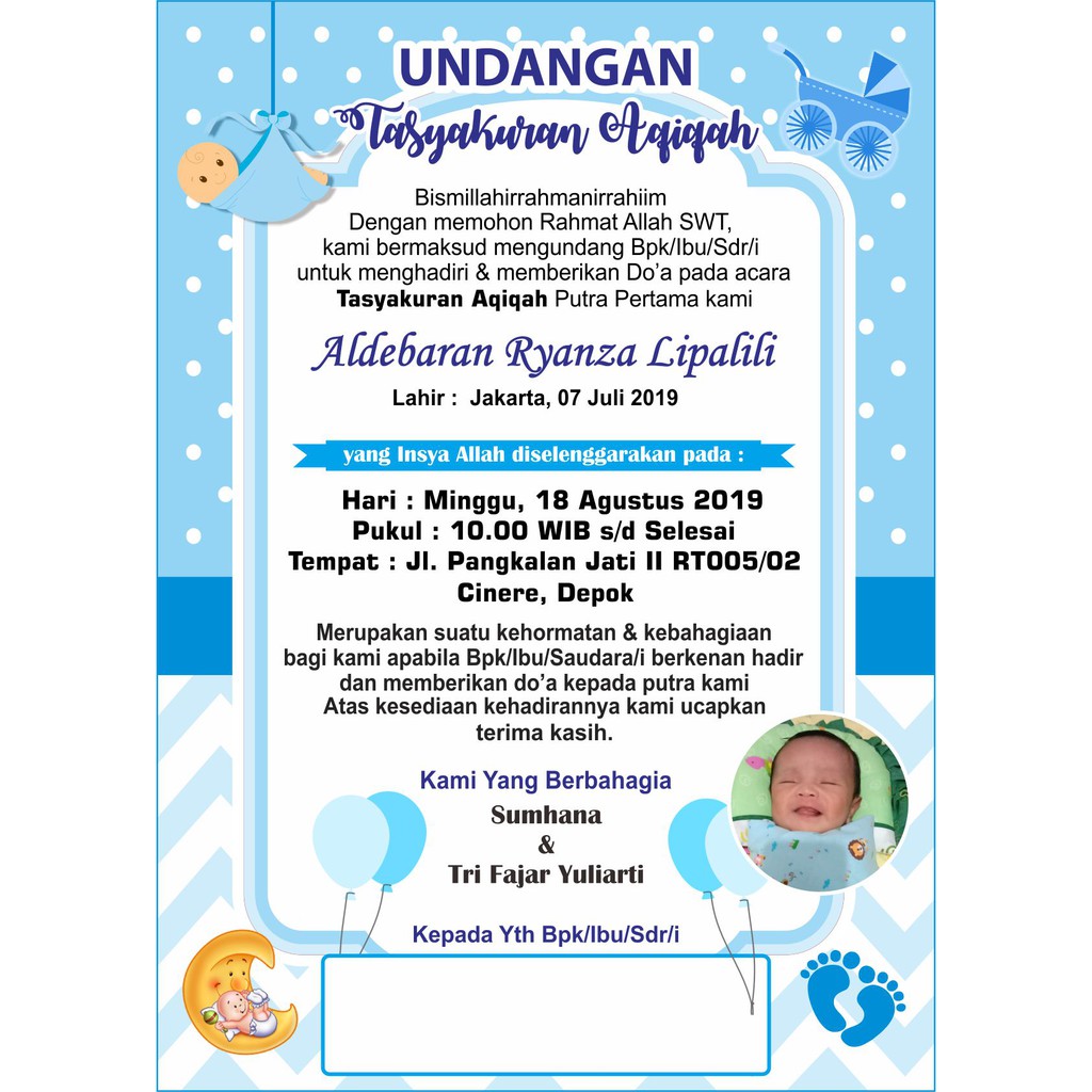 Undangan Aqiqah Undangan Syukuran Undangan Selapanan Undangan Tedak Siten Undangan 7 Bulanan